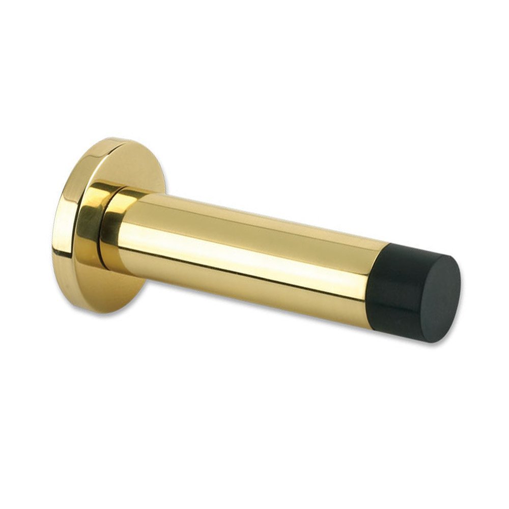 Zoo Hardware Chrome,Rose Wall Mounted Projection Cylinder Door Stop With Rose - Polished Brass