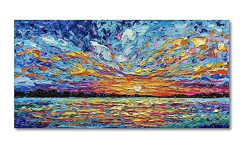 Limiyer Art Hand-painted Sea Sunrise landscape Modern Abstract Oil painting ...