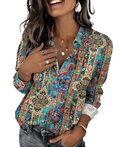 Zeagoo Boho Blouses for Women Dressy Casual Paisley...