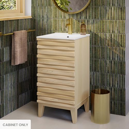 Image of Swiss Madison Cascade 18 inch Bathroom Vanity in Natural Oak - Cabinet