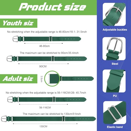 Image of Hercicy 3 Pieces Adult and Youth Baseball Softball Uniform Belts, Adjustable Size Uniform Belt