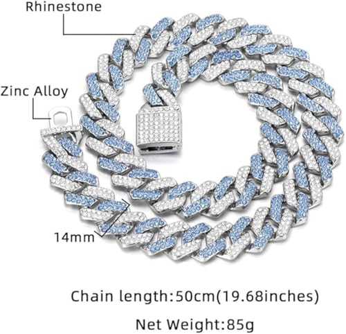 Collier bleu pour chien à maillons cubains de 61 cm avec boucle de sécurité