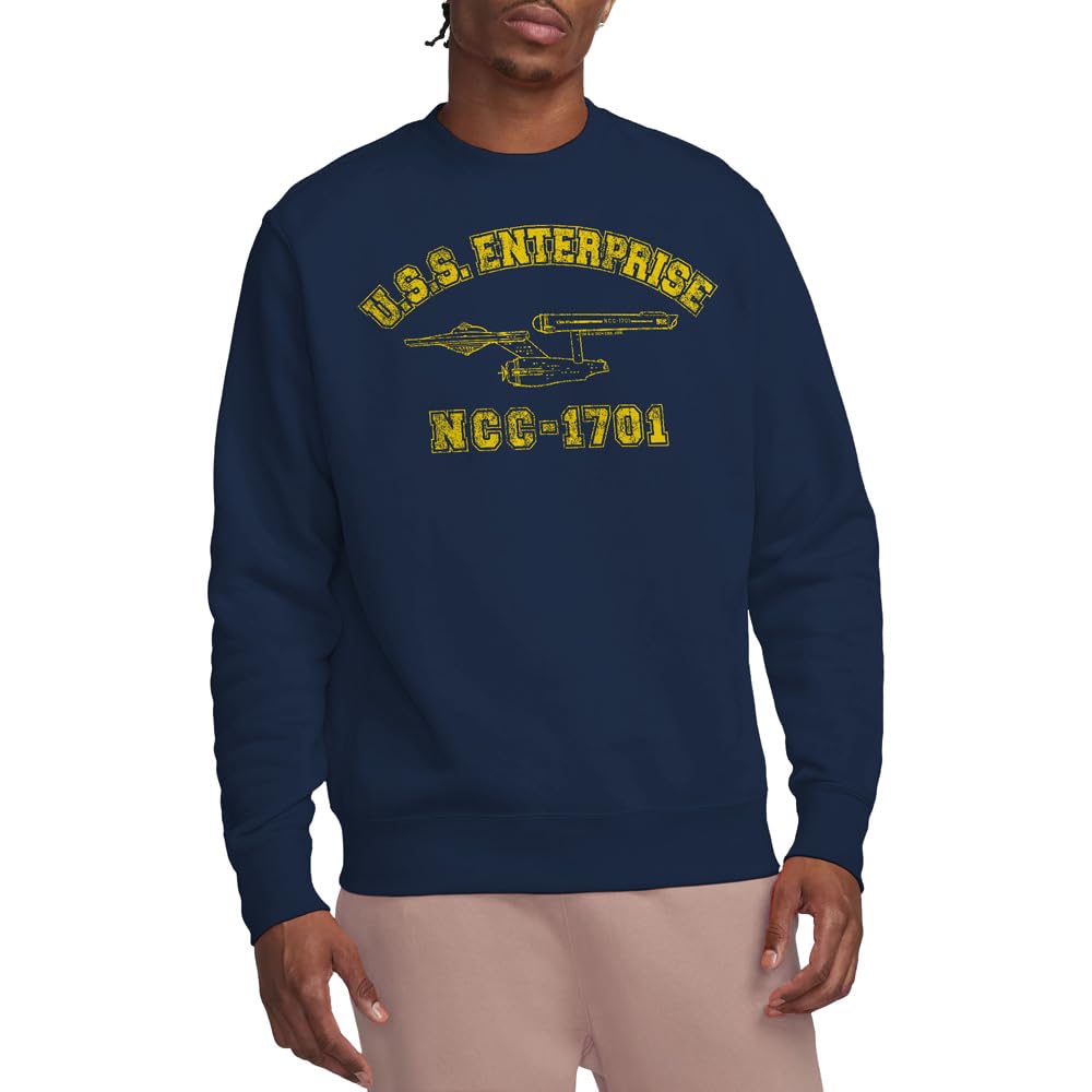 Star Trek Men's Blue Enterprise Athletic Crew Sweatshirt Nav in Size 2XL, Sports Direct