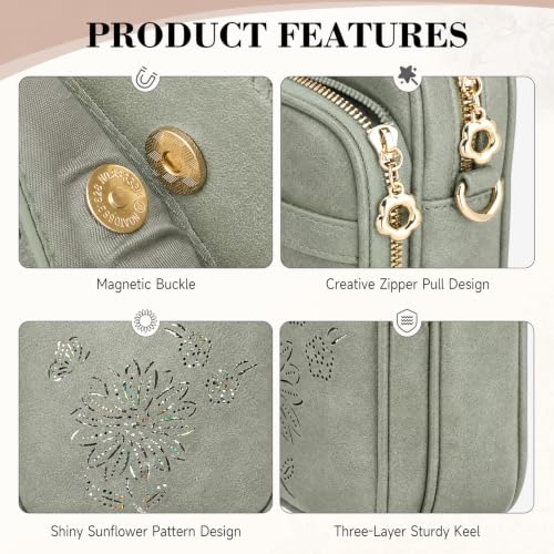 Image of Small Crossbody Bags for Women, RFID Phone Purse with Card Slots, Triple Compartments Lightweight Shoulder Bag