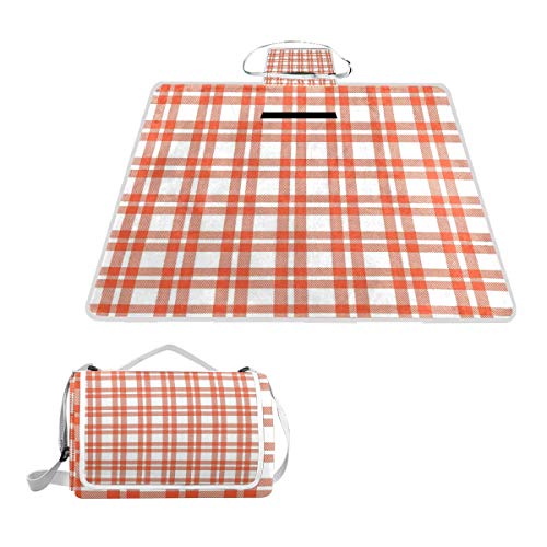 XINGAKA Picnic Blanket,Plaid Retro-Modern Checkered Print，Large Beach Blanket Outdoor Camping,Waterproof Backing,Foldable
