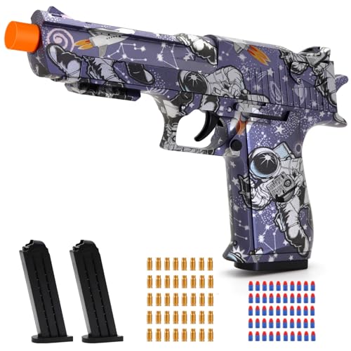 Trokiomi Soft Bullet Toy Gun Shell Ejecting for Age 8, 9, 10, 11, 12+ Years Old Boys, Realistic Toy Pistol with 50 Foam Bullets, 40 Shells & 2 Clips,...
