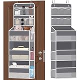 SpaceHacks 5-Tier Over The Door Organizer with Mesh Pockets, Baby Nursery Storage for Closet, Bathroom and Bedroom, Adjustable Hanging Closet Organizer for Cosmetics, Books and Essentials（Dark Grey）