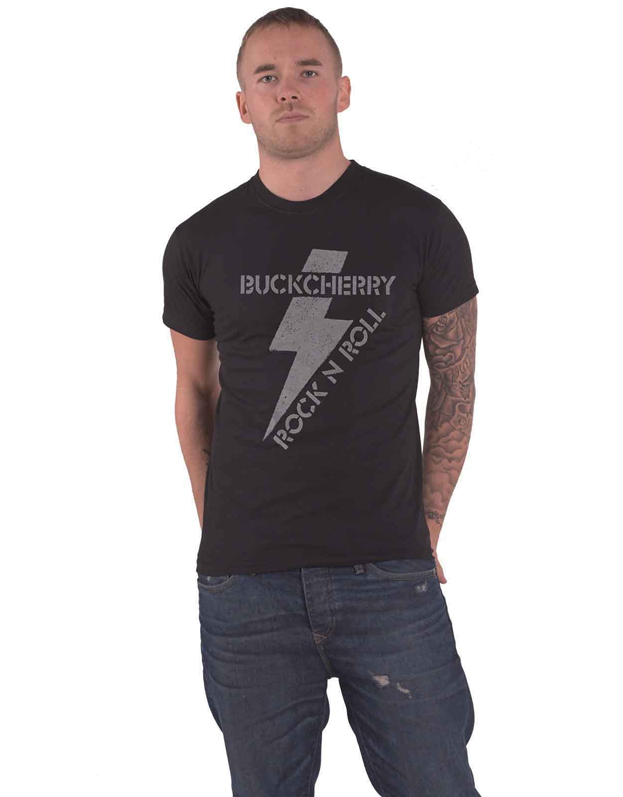 BUCKCHERRY T Shirt Bolt Rock N Roll Distressed Band Logo Official Mens Black L