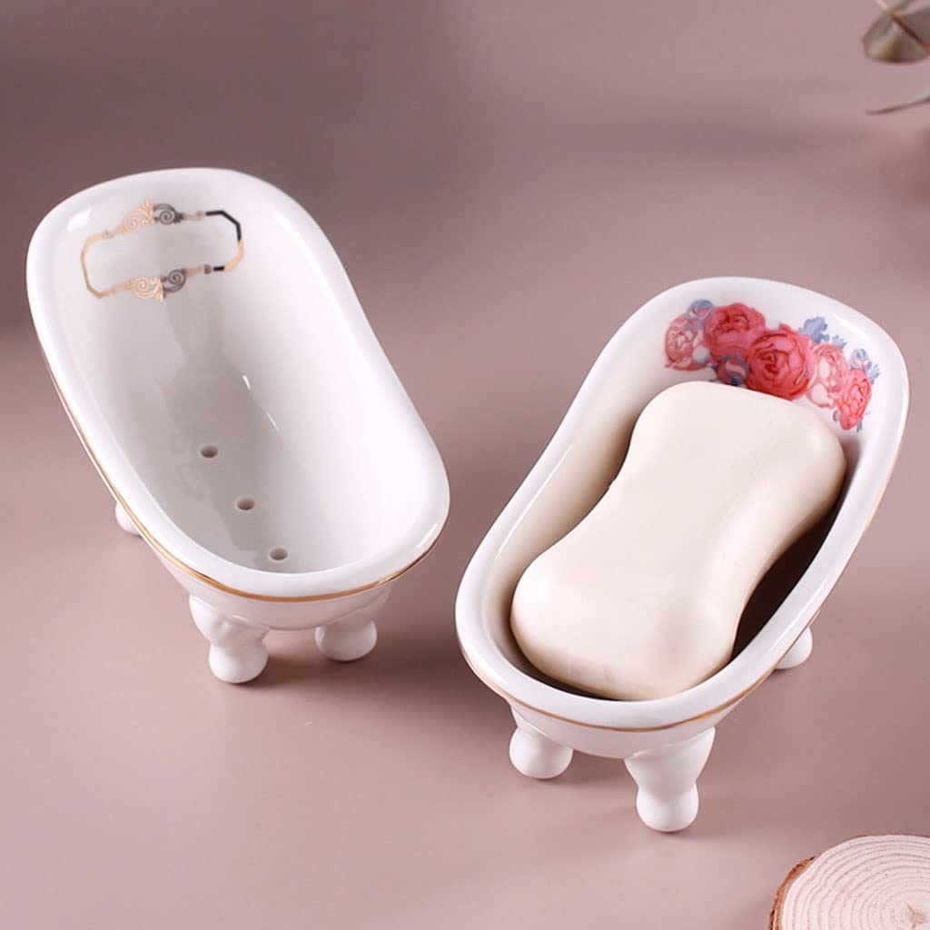 Jabonera Autodrenante Estilo nórdico Cerámica Drenaje de jabón de encimera caja de jabón interior lavabo baño cocina personalidad creativo baño baño jabón Jabonera Jabonera Guardar (Color : A)