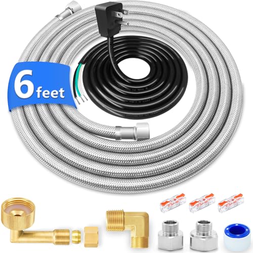 Dishwasher Installation Kit - 6 FT with Elbows Adapters and 6 FT Power Cord