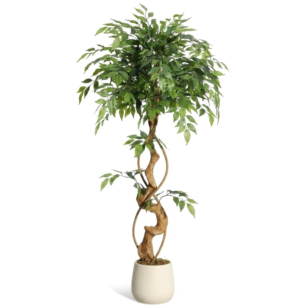 Künstlicher Ficus Bonsai, naturgetreuer Kunstbaum mit Laub, 120 cm