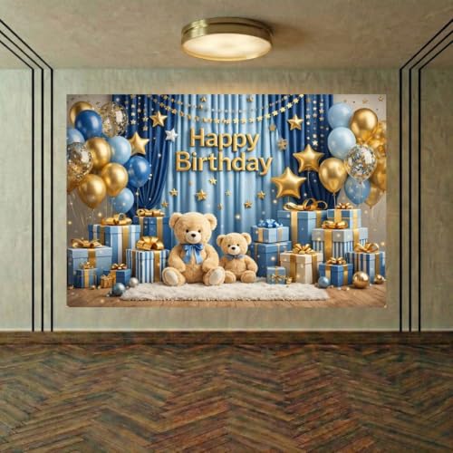 Image of Happy Birthday Theme Backdrop Banner 5x7 ft - Digital Print Cloth Background, Reusable Birthday Party Wall Decoration for Girls, Photo Booth & Stage Decor (BD 34)