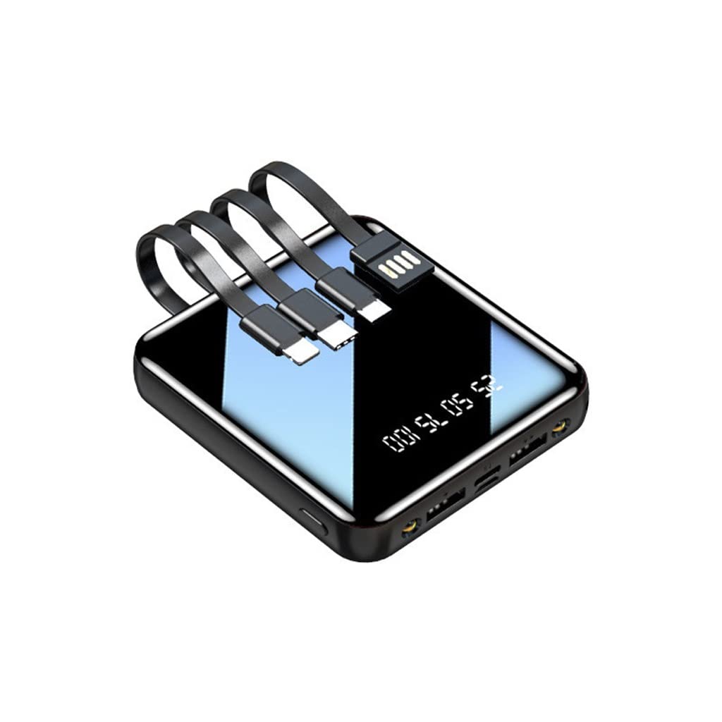 Mini carga rápida con batería externa portátil de 5000mAh negra ideal para viajes y vuelos