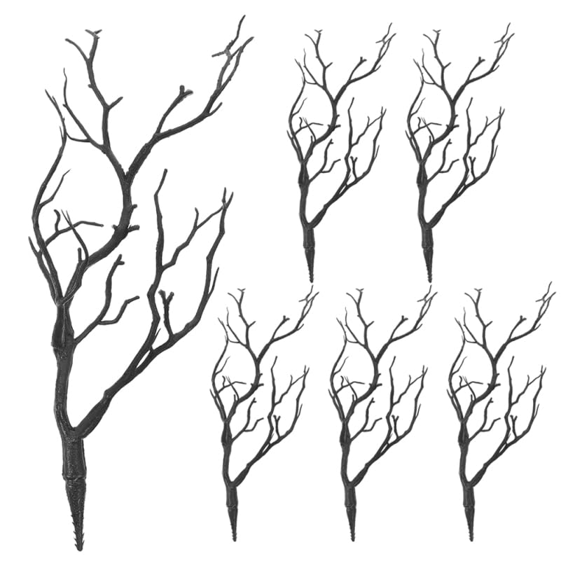 GOOHOCHY 6Pcs Artificial Dried Tree Branches Art Antler Tree Branch Decoration 13.78'' Plastic Plant Twigs Vase Filler for Easter Home Decor Wedding Party Black