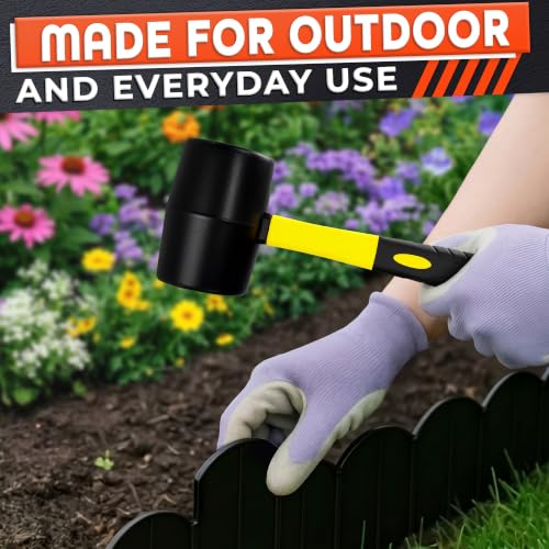 Image of Rubber Mallet Hammer 32 Oz, Yellow, Soft Face Non-Marring Head | Soft Non-Marring Rubber Head, Ergonomic Non-Slip Handle; Flooring, Decking, Paver and Tent Stake Work; Anti-Vibration Grip