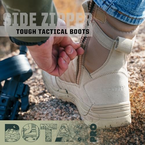Image of Tactical Boots for Men Side Zipper 8 Inch Lightweight Comfortable Military Hiking Boots(BMP110)
