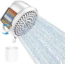 Filtered Shower Head, High Pressure Fixed Showerheads with Filter for Hard Water, 8 Modes Rain Showerhead with 2-In-1 Filter Softener - to Remove Chlorine and Heavy Metals