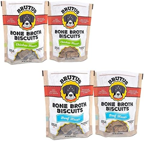 Brutus Bone Broth Dog Biscuits (Beef, 2-Pack) & (Chicken, 2-Pack) Bundle