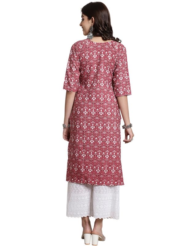 Image of 7Threads Kurti for Women || Printed Short Round Kurta for Women || Fancy Kurti || Formal Office Wear Kurtis for Women || Stitched Kurti