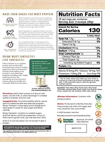Whey Fantastic Chocolate & Vanilla- 100% Natural Grass Fed Whey Protein Powder - Unique 3-Whey Blend of Whey Isolate, Concentrate & Hydrolysate Provides 25g of Protein per Serving - 2.34lb-28 Servings - Image 7