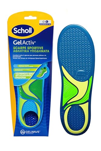 Scholl GelActiv Einlegesohlen, Sportschuhe, Einlegesohlen mit dämpfender GelWave-Technologie, ganztägiger Komfort für aktive und bewegende Menschen, Größe 40 – 46,5, zuschneidbar