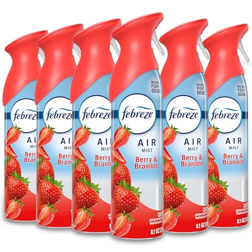 Febreze New & Improved Air Mist Berry & Bramble Air Freshener Home and Kitchen Essentials Odor Fighting Room Spray (Pack of 6)