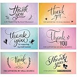 300 Stück Dankeskarten für die Unterstützung meiner Visitenkarten, 6 Designs, 5,1 x 8,9 cm, kleine Wertschätzungskarten für Geschäfte, Online-Händler, lokale Geschäfte, Geschäftsbedarf, Vielen Dank