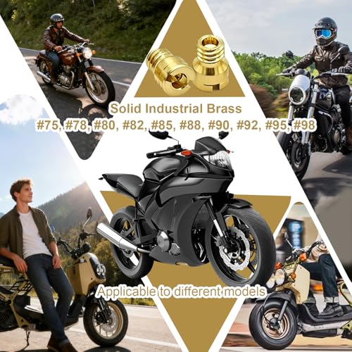 OXTXO Zestaw 10 dysz głównych M4 #75-#98 do gaźników GY6 50cc 60cc 80cc (139QMB) i PZ19 – precyzyjny zestaw do strojenia z mosiądzu do skuterów, skuterów, quadów i dirt bike