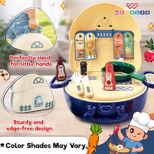 Image of Wembley Kitchen Set for Kids Girl & Boy 2-7 Years Old | Portable Pretend Play Toy for Girls | Mini Kitchen Playset Suitcase | Safe and Non-Toxic | Birthday Gift for Kids Ages 2 to 7