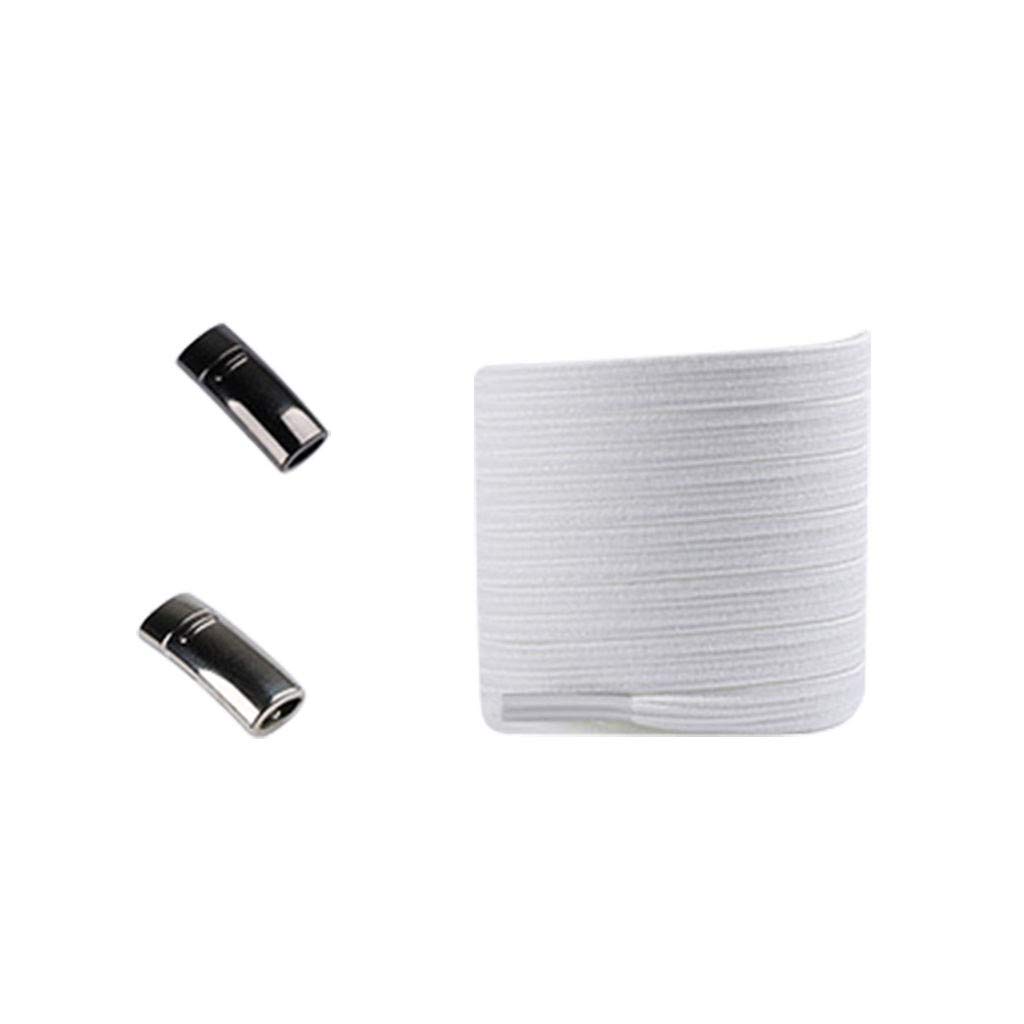 Music_90s Elastic Magnetic Locking Shoelaces Quick No Tie Anti-Loose Shoe Laces Metal Buckle for Athletic Running Sneaker Boots Board Shoes Casual Shoes Sport Running Mountaineering Travel (White)