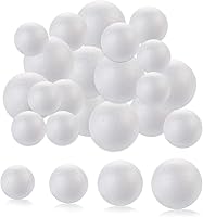 Vista 10 de DIYASY 100 bolas de espuma lisas blancas de 0.8 a 3.3 pulgadas para artes y adornos de Navidad, bolas redondas de poliestireno para manualidades