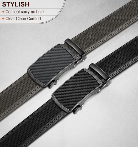 Image of BULLIANT Men's 2-Pack Ratchet Leather Belt Trimmable 1 3 /8 inch-Gift Boxed
