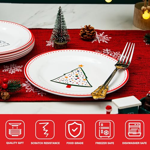 Unbreakable Christmas Salad Plates Set of 6, 8 inch Melamine Tapas, Salad, Dessert, Cake, Party, Appetizer and Small Dinner Plates, Dishwasher Safe – Image 6
