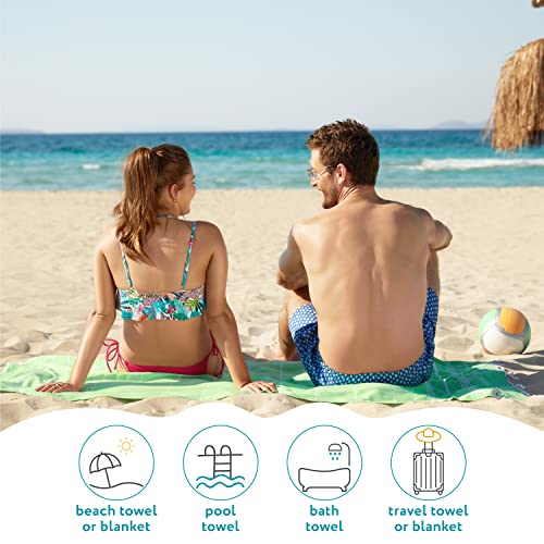 Wetcat Turkish Beach Towel Oversized 38X71 100% Cotton Sand Free Quick Dry Towel Extra Large Turkish Towel Light Travel Towel For Adults Beach Gifts Beach Accessories - Lime Green #TOP4