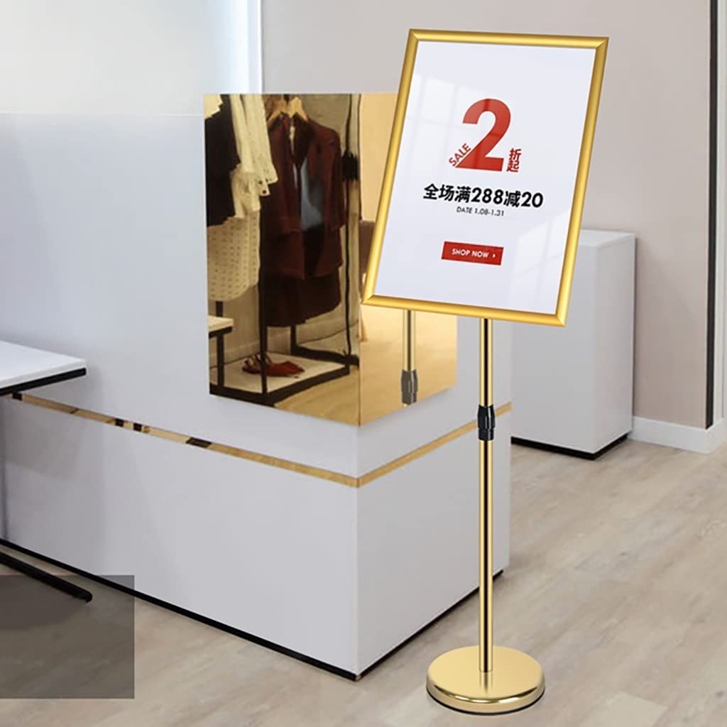 WIGSELBL Soporte para letreros de piso resistente, soporte ajustable para carteles de menú de negocios, visualización vertical y horizontal (A4)