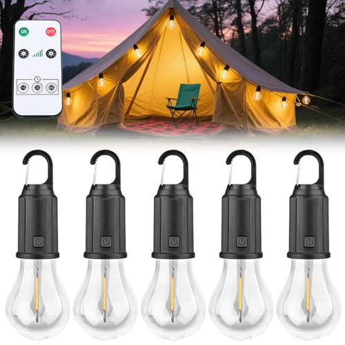 Campinglampe Aufladbar: 5 Stück LED Campinglampe, Camping Lights Aufladbar Zeltlampe, Camping Lantern mit Karabiner, Camping Licht Zeltlampe...