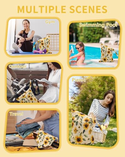 Image of babygoal Wet and Dry Pockets for Baby Nappies, Washable Travel Bags, Beach, Pool, Gym Bag for Swimsuits and Wet Clothes, with Two Zip Pockets, Girl colour: 43, 30cm x 36cm, Wet and Dry Bag