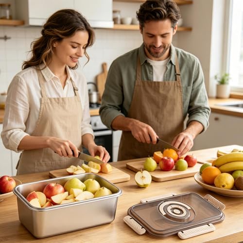 Recipiente hermético de acero inoxidable con tapa y asa para almacenamiento de pan y bollos 3