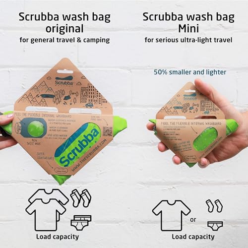 Scrubba MINI Waschbeutel – Ultrakompakte tragbare Waschmaschine – Ideal für Reisen, Camping & Wandern – Ohne Strom, leicht & faltbar – Handwaschbeutel für unterwegs – Für kleine Wäsche – 70g