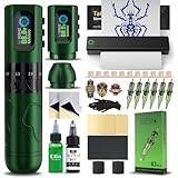 INKin Kit Tatouage Professionnel Complet, Machine a Tatouer Sans Fil avec Course Réglable 2,0-4,2 mm et 1600mAh Batterie, H1 Thermocopieur Tatouage 10Pcs Revo Aiguille Tatouage pour Artiste-INKflexo
