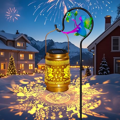 Solar Lanterns Outdoor Waterproof with Shepherd Hook,Solar Fairy Lights Garden