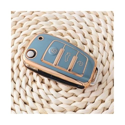 Coque de protection clé TPU pour Audi A3 A6 Q3 - Étui porte-clés auto gris