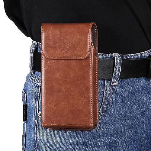 Funda universal de piel para teléfono celular con clip para cinturón compatible con iPhone 11 Pro Max/XS Max, compatible con Samsung Galaxy S10+/S9+/S8+/J4+/A50/A50S/A60/M30S/A20/A8+