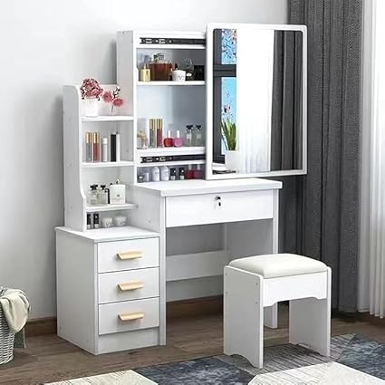 Furnilife Dressing Table for Bedroom, Dressing Table with Mirror, Dressing Table for Adults