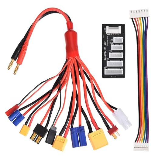 RC Lipo Battery Charger Adapter Connector Splitter Cable, 10 in 1 Convert Wire to 4.0mm Banana Plug with 2-6S Charge Balance Board for TRX, T-Plug, Tamiya, Futaba, JST, XT90, XT60, XT30, EC3, EC5