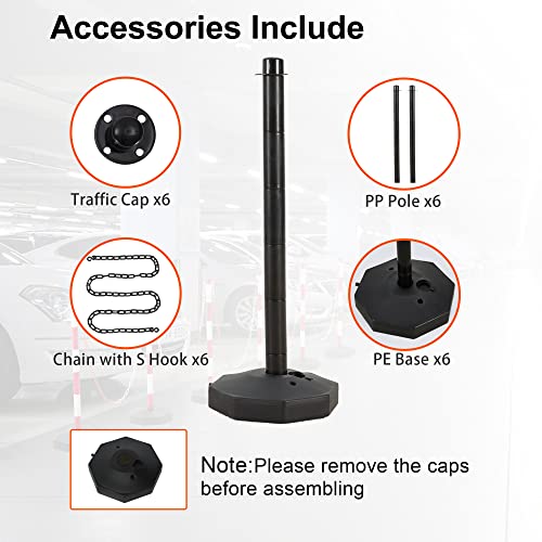 Habutway YX01-031 6Pcs Traffic Delineator Post Cone With 5.5Ft Chain, Chain Safety Barriers Outdoor And Indoor Crowd Control Barricade thumb #1