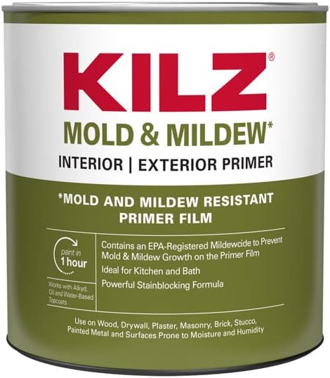 Sellador de imprimación de moho y bloqueador de manchas, interior y exterior, 1 cuarto de galón.