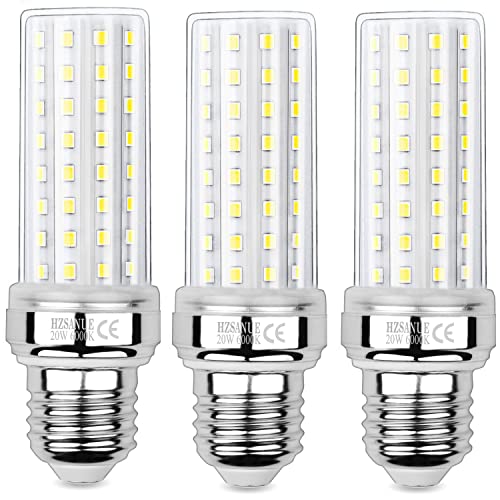 HZSANUE E27 LED Mais Glühbirnen 20W, 6000K Tageslicht Weiß, 2000Lm,Groß Edison Schraube Kerze Leuchtmittel, 150W Glühlampe Äquivalent,Nicht dimmbar, 3er-Pack