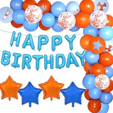 Blue and Orange Balloon Garland Kit 72 Pack Birthday Party Decorations Balloon Garland Arch Kit Happy Birthday Banner Cover