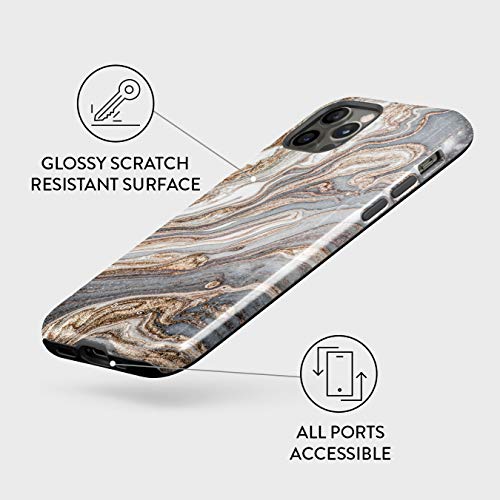 Burga Phone Case Compatible With Iphone 12 Pro Max - Hybrid 2-Layer Hard Shell + Silicone Protective Case -Grey & Gold Shades Marble Nude Natural Brown Sand - Scratch-Resistant Shockproof Cover #TOP3